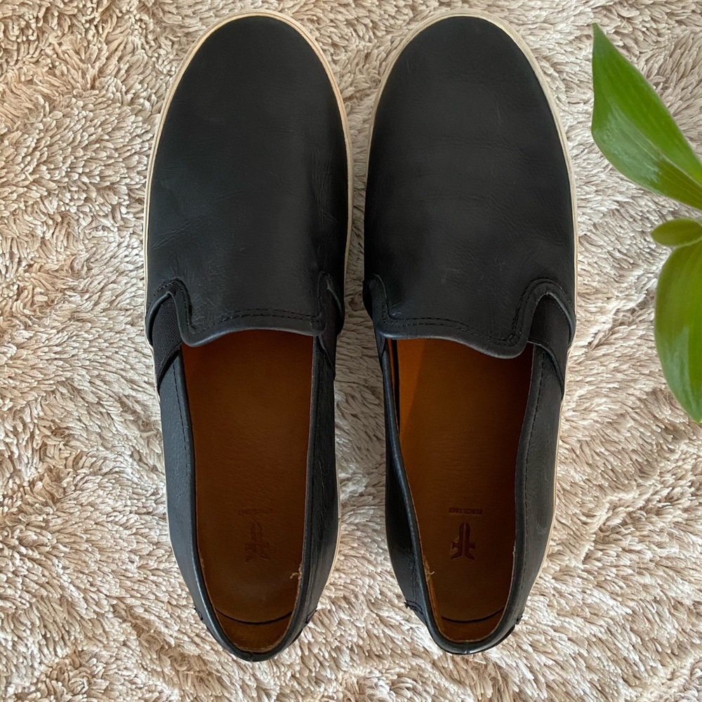 Frye Dylan Women’s Black Leather Slip On Sneakers